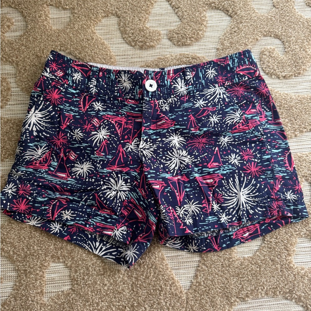 Navy Blue Firework Print Lilly Pulitzer Sparks Fly shorts